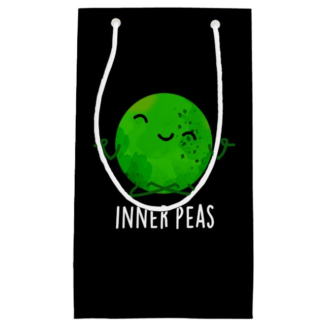 Bolsa De Regalo Pequeña Inner Peas Funny Meditando Pea Pun Dark BG (Anverso)