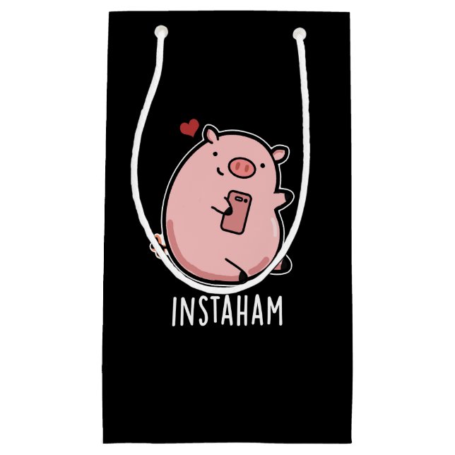 Bolsa De Regalo Pequeña Instaham Divertido medio social Pig Pun Dark BG (Anverso)