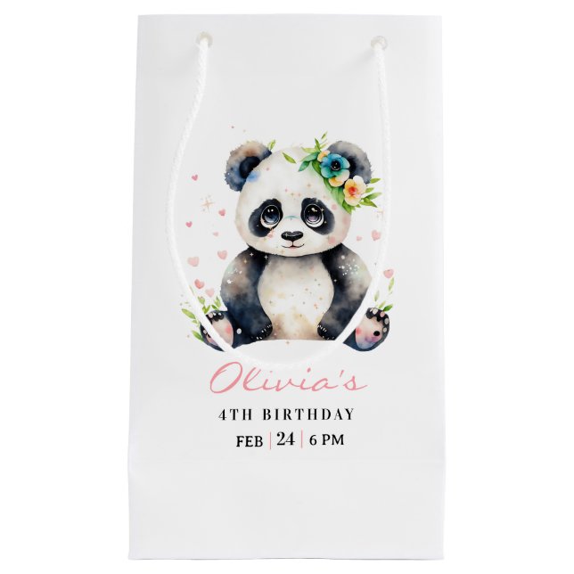 Bolsa De Regalo Pequeña Invitación de cumpleaños de Panda, cumpleaños de C (Anverso)