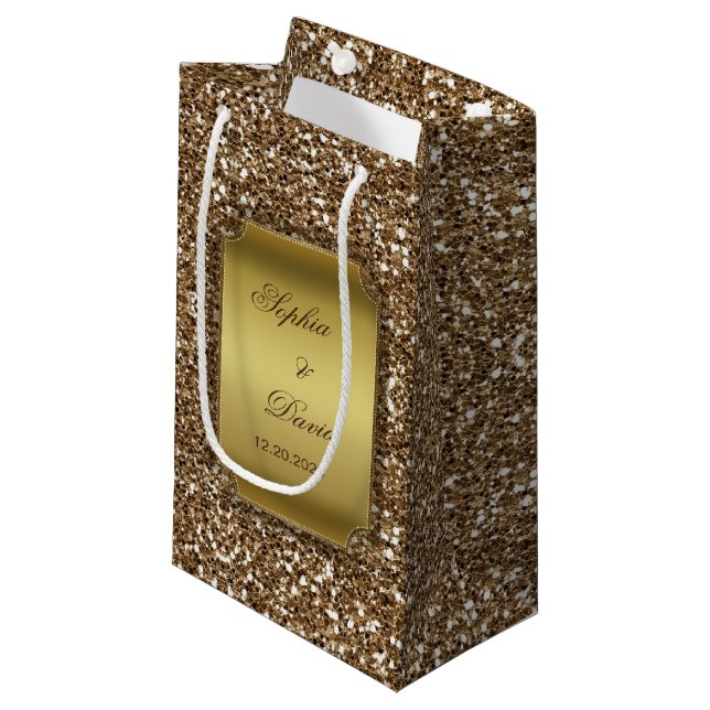 Bolsa De Regalo Pequeña Invitaciones de boda | Personalizado Purpurina de  (Angulo Anverso)