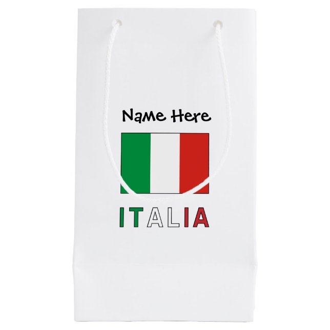 Bolsa De Regalo Pequeña Italia e Bandiera Italiana con il Tuo Nome (Anverso)