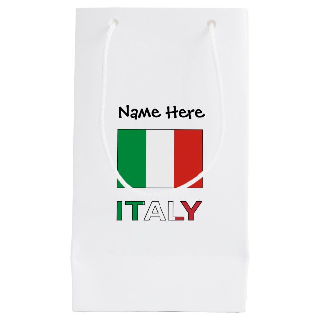 Bolsa De Regalo Pequeña Italy and Italian Flag with Your Name (Anverso)