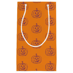 Bolsa De Regalo Pequeña jack de Halloween o patrón púrpura naranja lintern