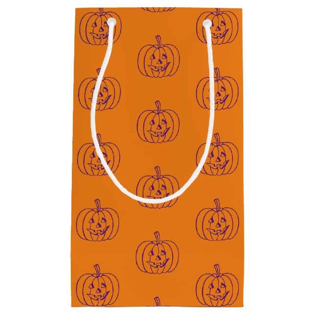 Bolsa De Regalo Pequeña jack de Halloween o patrón púrpura naranja lintern (Anverso)