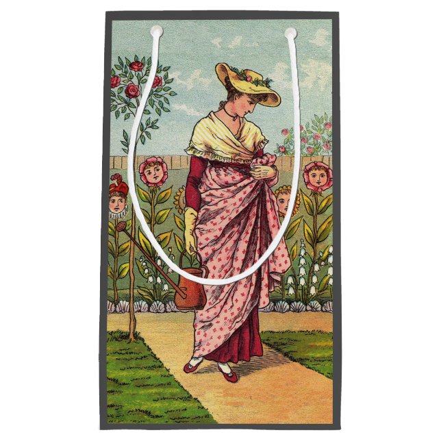 Bolsa De Regalo Pequeña Jardín Crecer Flor Mujer Arte Antiguo (Anverso)