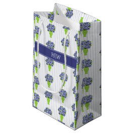 Bolsa De Regalo Pequeña Jarrón Floral Costero de Hortensia Azul Monograma