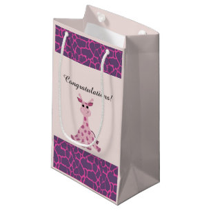 Bolsa De Regalo Pequeña Jirafa caprichosa rosa sentada