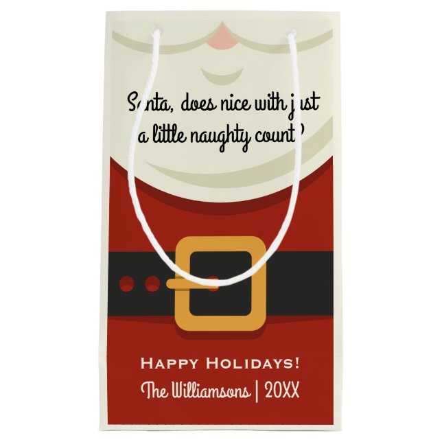 Bolsa De Regalo Pequeña Juego divertido de Papá Noel del navidad travieso (Anverso)