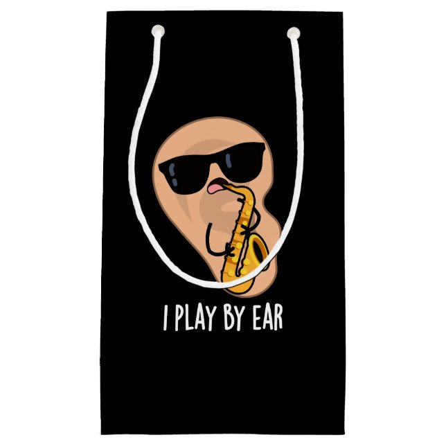 Bolsa De Regalo Pequeña Juego Por Ear Funny Saxofón Pun Dark BG (Anverso)