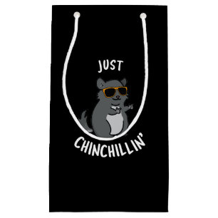 Bolsa De Regalo Pequeña Just Chin-Chillin Funny Chinchilla Pun Dark BG