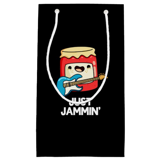 Bolsa De Regalo Pequeña Just Jammin Funny Rocker Jam Pun Dark BG (Anverso)