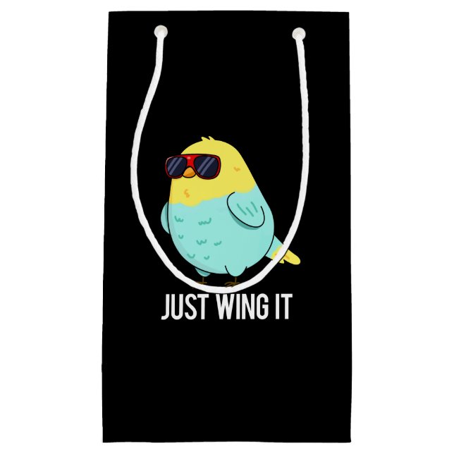 Bolsa De Regalo Pequeña Just Wing It Funny Bird Pun Dark BG (Anverso)