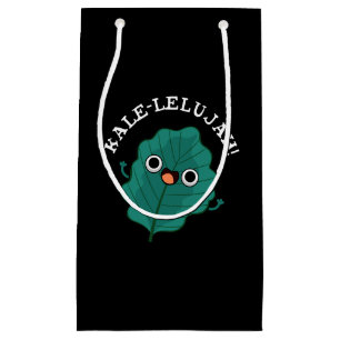 Bolsa De Regalo Pequeña Kale-lelujah Funny Veggie Kale Pun Dark BG