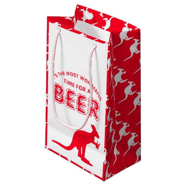 Bolsa De Regalo Pequeña Kangaroo Beer, Fiesta Navidades australianos (Angulo Anverso)