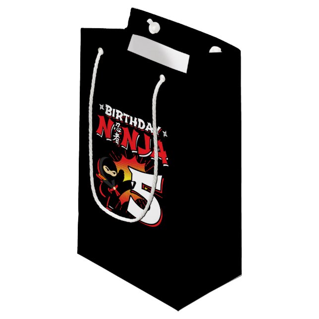 Bolsa De Regalo Pequeña Kids Ninja Birthday Party Gift - 5 Year Old (Angulo Anverso)