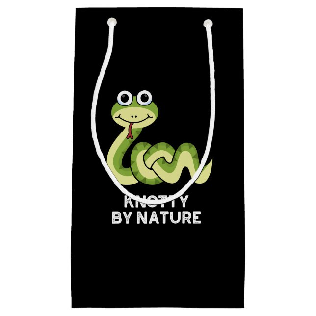 Bolsa De Regalo Pequeña Knotty Por Naturaleza Funny Snake Pun Dark BG (Anverso)