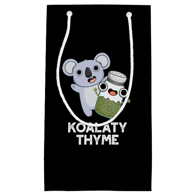 Bolsa De Regalo Pequeña Koala-ty Thyme Funny Koala Thyme Pun Dark BG (Anverso)