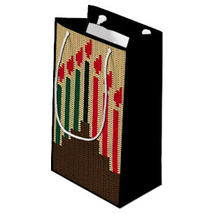 Bolsa De Regalo Pequeña Kwanzaa mira al trasluz el ganchillo verde negro