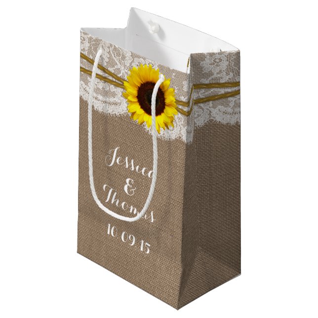 Bolsa De Regalo Pequeña La colección de Bodas de girasol rústico (Angulo Anverso)