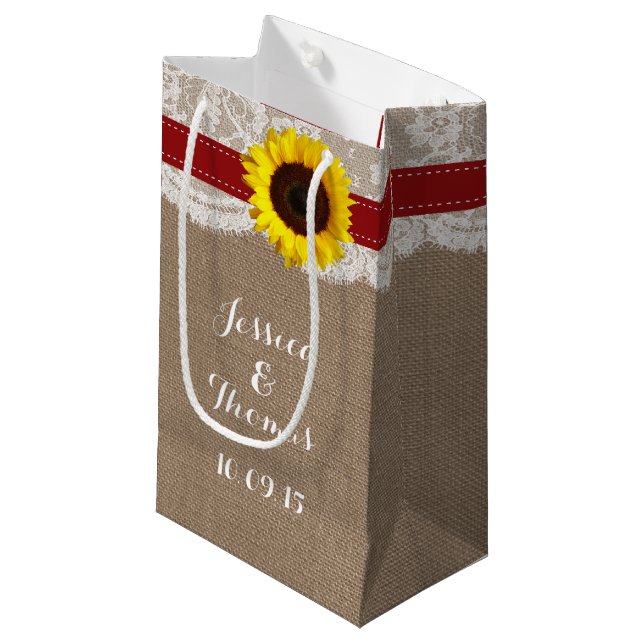 Bolsa De Regalo Pequeña La colección de Bodas de girasol rústico - Rojo (Angulo Anverso)