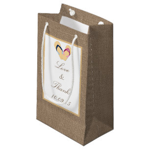 Bolsa De Regalo Pequeña La colección de Bodas Flip-Flop Sand Beach Burlap