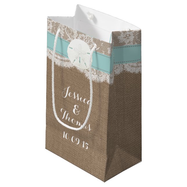 Bolsa De Regalo Pequeña La colección de bodas turquesa de arena dorada (Angulo Anverso)