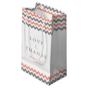 Bolsa De Regalo Pequeña La moderna colección de Bodas Chevron - rosa y gri