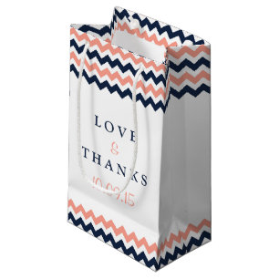 Bolsa De Regalo Pequeña La moderna colección de Bodas Chevron - rosa y mar