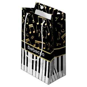 Bolsa De Regalo Pequeña La música de oro elegante observa llaves del pian
