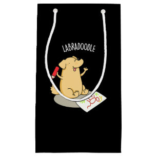 Bolsa De Regalo Pequeña Labradoodle Funny Labrador Perro Pun Dark BG