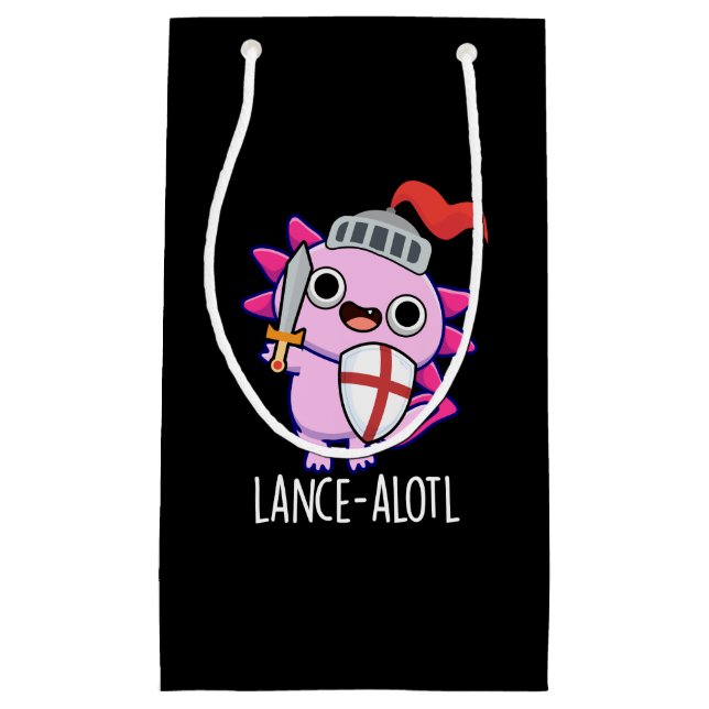 Bolsa De Regalo Pequeña Lance-a-lotl Funny Axolotl Knight Pun Dark BG (Anverso)