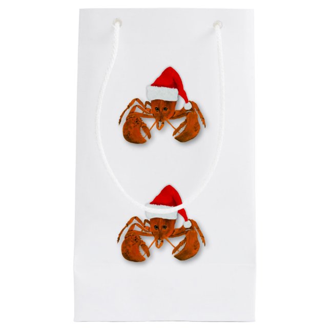 Bolsa De Regalo Pequeña Langosta Santa Claus Marítimo (Anverso)