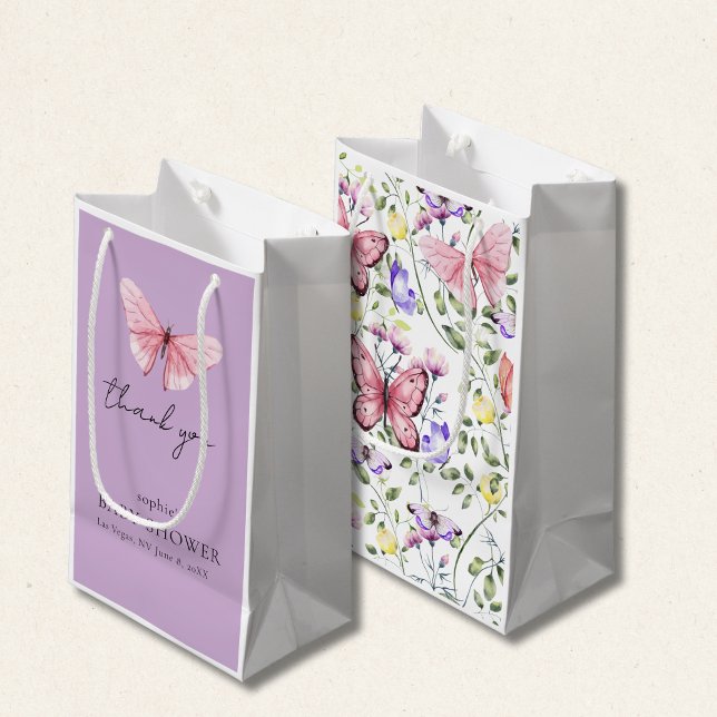 Bolsa De Regalo Pequeña Lavender Pink Butterfly Greenery Baby Shower (Subido por el creador)