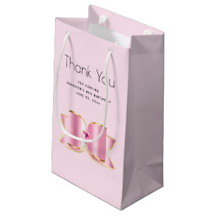 Bolsa De Regalo Pequeña Lazo Glam Rosa con Centro de Gemas Agradecimiento