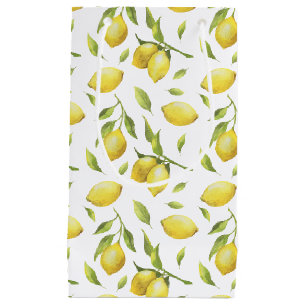 Bolsa De Regalo Pequeña Lemones de color de agua vintage y patrón de veget