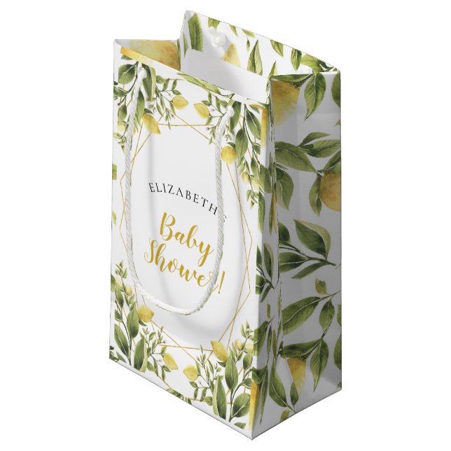 Bolsa De Regalo Pequeña Lemons Greenery Baby Shower (Angulo Anverso)