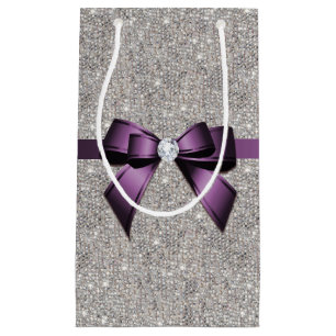Bolsa De Regalo Pequeña Lentejuelas glamorosas elegantes, arco púrpura y