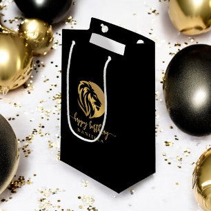 Bolsa De Regalo Pequeña León de Oro Leo Feliz Cumpleaños con Nombre
