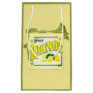 Bolsa De Regalo Pequeña León vintage limonada fruta de limón amarillo verd