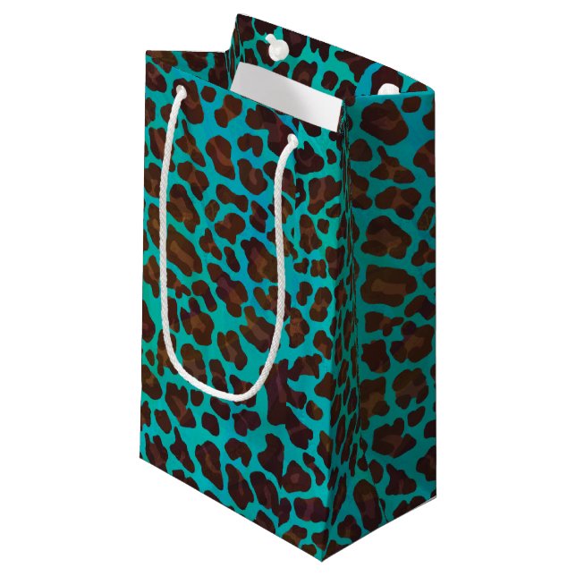 Bolsa De Regalo Pequeña Leopardo Brown e impresión Verde azulada (Angulo Anverso)