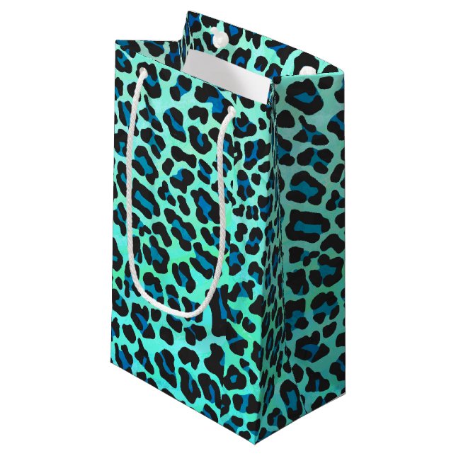 Bolsa De Regalo Pequeña Leopardo negro e impresión Verde azulada (Angulo Anverso)