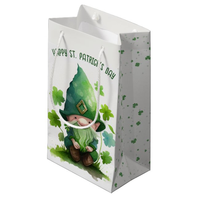Bolsa De Regalo Pequeña Leprechaun Irlandés En Shamrock (Angulo Anverso)