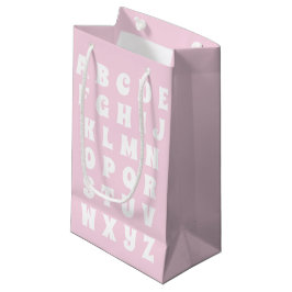 Bolsa De Regalo Pequeña Letras de alfabeto Abc patrón niños blancos rosado