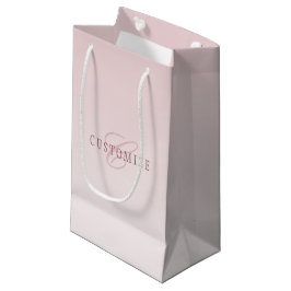 Bolsa De Regalo Pequeña Letras Elegantes & Monograma | Ombre Rosa