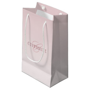 Bolsa De Regalo Pequeña Letras y monograma elegantes   Rosa Ombre