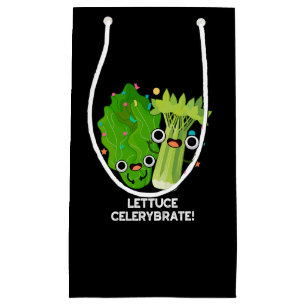 Bolsa De Regalo Pequeña Lettuce Celerybrate Funny Veggie Pun Dark BG