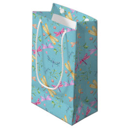 BOLSA DE REGALO PEQUEÑA LIBÉLULAS AL ACUARELA AZUL ROSADO AMARILLO
