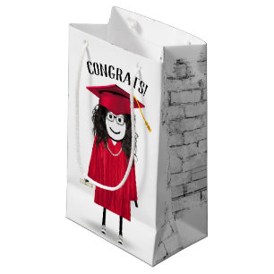 Bolsa De Regalo Pequeña Licenciada en Palo con Gorra Roja y Diploma