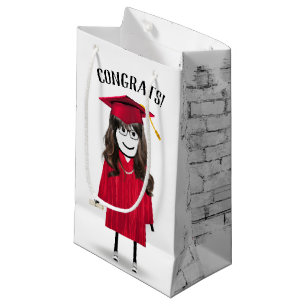 Bolsa De Regalo Pequeña Licenciada en Palo con Gorra Roja y Diploma