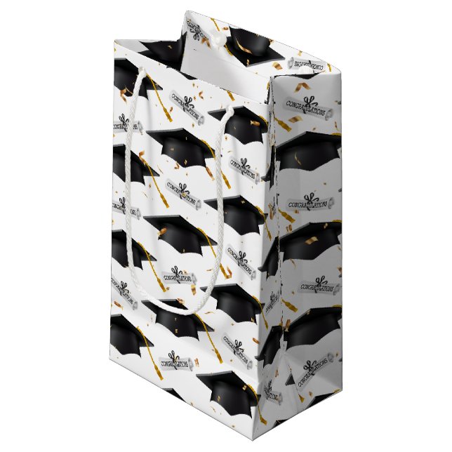 Bolsa De Regalo Pequeña Límites de graduación negros con diplomas (Angulo Anverso)